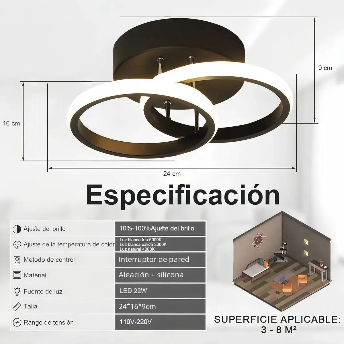 GENERICO - Lámpara Techo Moderna Led Para Hogar Sala,bano O Dormitorio BELUG