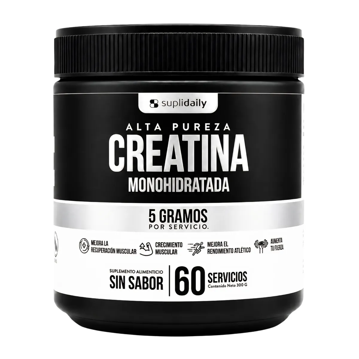 SUPLIDAILY - Creatine 100% Pure Monohydrate 300 g Suplidaily 2 Meses CREATINA MONOHIDRATADA