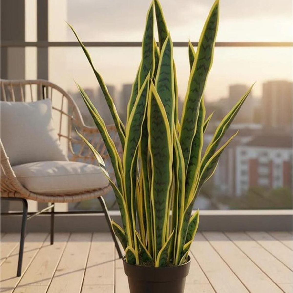 ARBUSTO REAL - Decoracion Interior Planta Artificial Lengua de Suegra Sansevieria - Verde - mediano