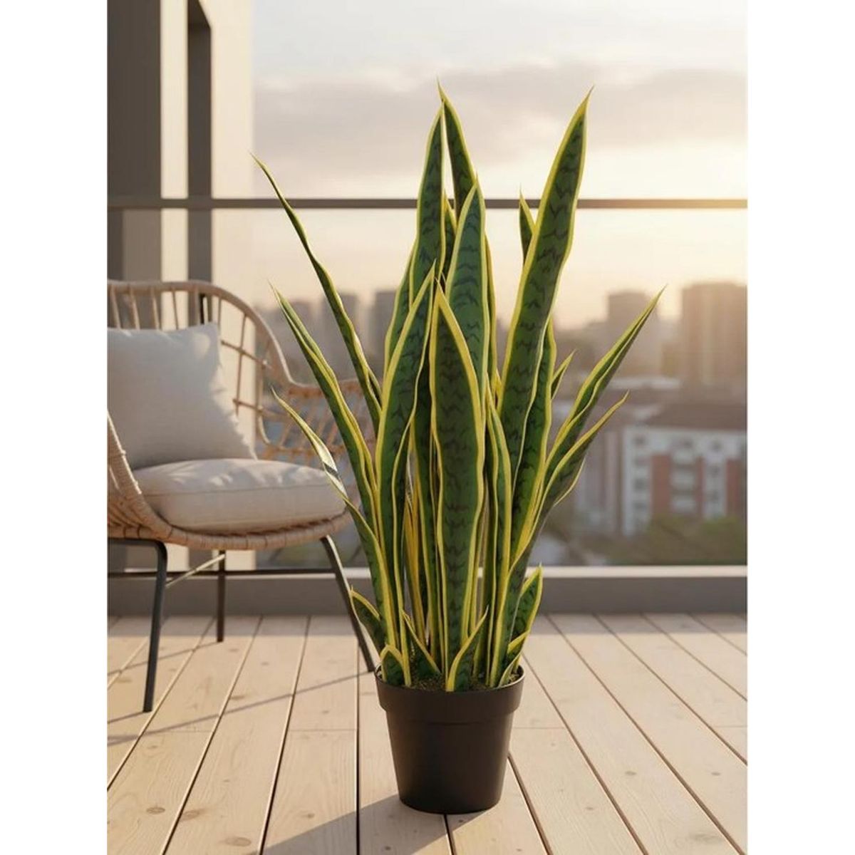 ARBUSTO REAL - Decoracion Interior Planta Artificial Lengua de Suegra Sansevieria - Verde - mediano