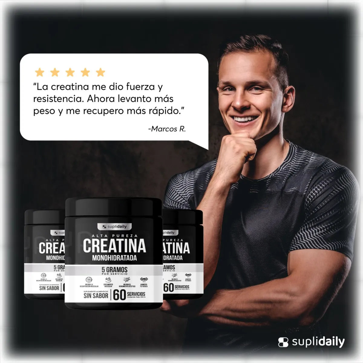 SUPLIDAILY - PACK X2 Creatine 100% Pure Monohydrate 600 g Suplidaily 4 Meses CREATINA MONOHIDRATADA