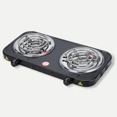 LINE - Cocina Eléctrica 2 Platos 2000W de Potencia Cocinilla Portátil Negro