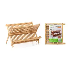 GENERICO - Estante Organizador De Platos En Madera 34x34 cm
