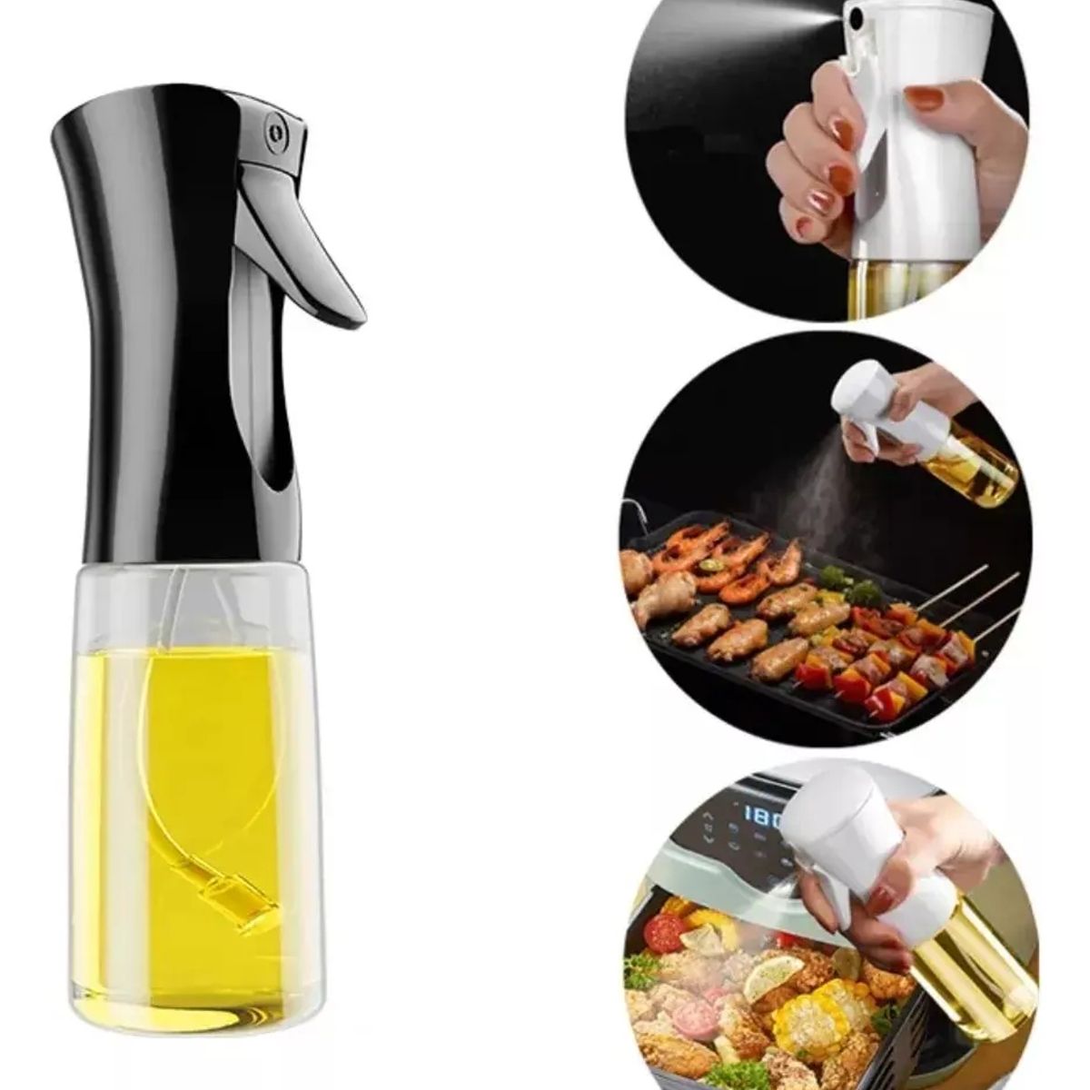 MOVI - Aceitero Pulverizador Botella Spray De Cocina 300ml Negro