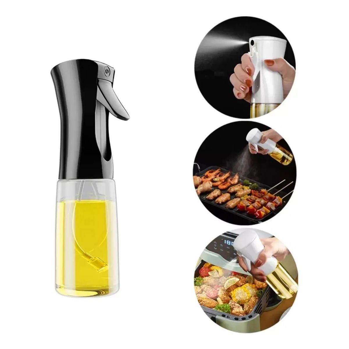 MOVI - Aceitero Pulverizador Botella Spray De Cocina 300ml Negro