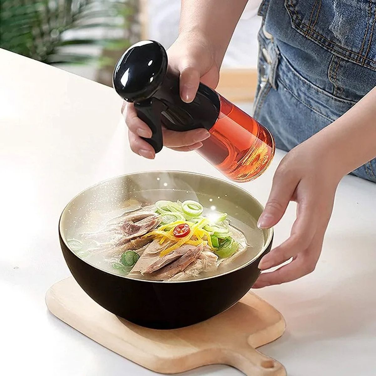 MOVI - Aceitero Pulverizador Botella Spray De Cocina 300ml Negro