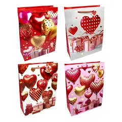 GENERICO - BOLSA DE REGALO GLOBOS CORAZON 18X23 X12UNI