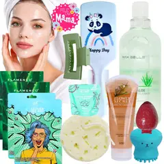 GENERICO - Set Regalo Skincare Spa Facial Completo Aloe Vera + Mascarillas + Exfoliante + Tónico + Accesorios