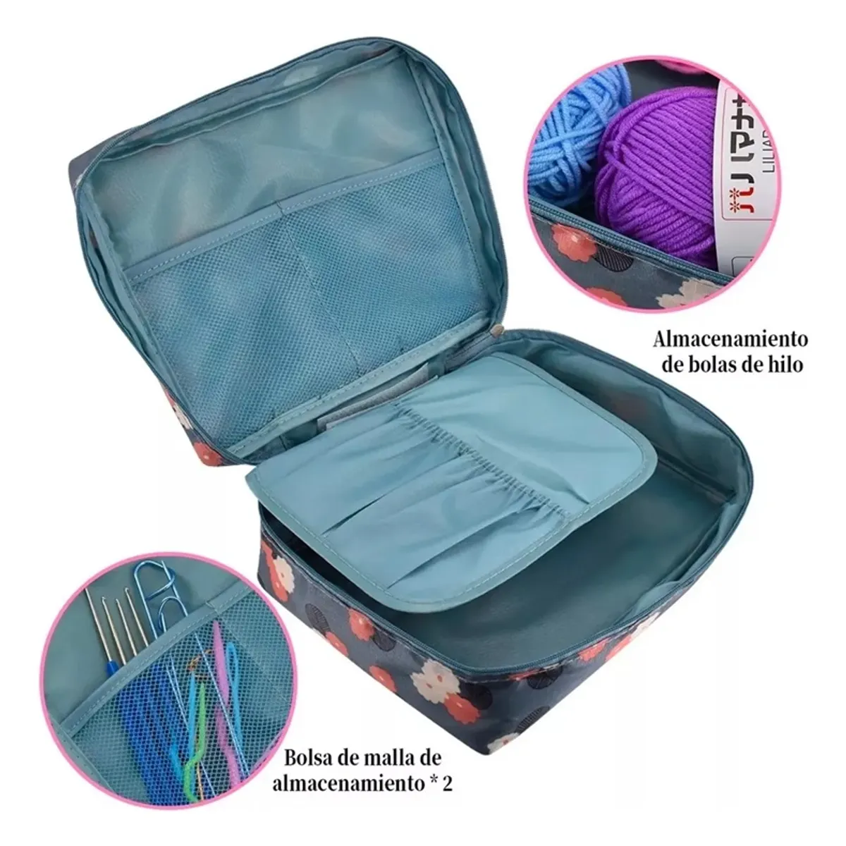 GENERICO - Set Con Estuche Crochet Silicona Accesorios Para Tejer