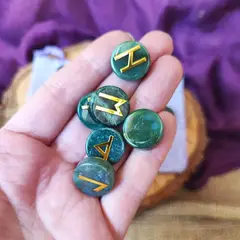 GENERICO - Runas Nórdicas Vikingas de Piedra Ágata Musgosa Natural