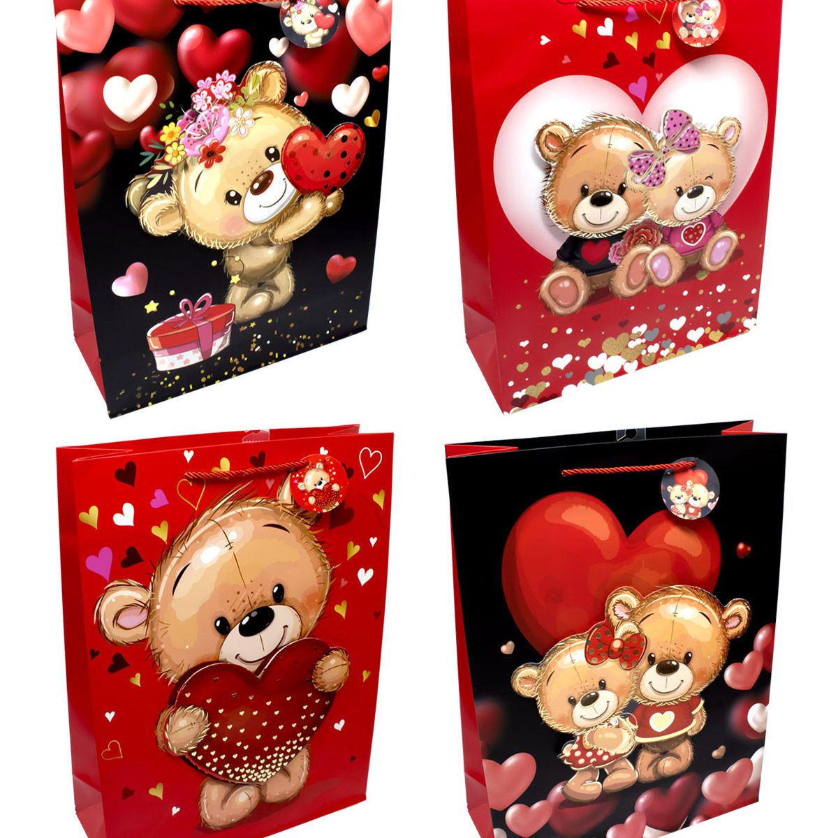 GENERICO - BOLSA DE REGALO OSITOS CORAZON 26X32 X12UNI