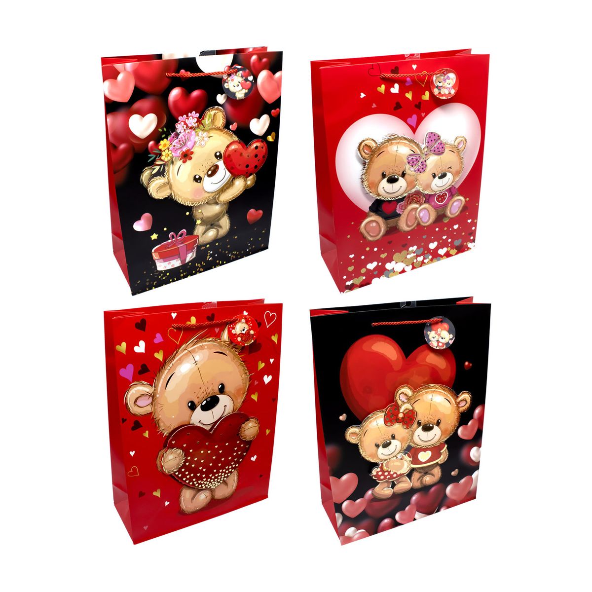 GENERICO - BOLSA DE REGALO OSITOS CORAZON 26X32 X12UNI