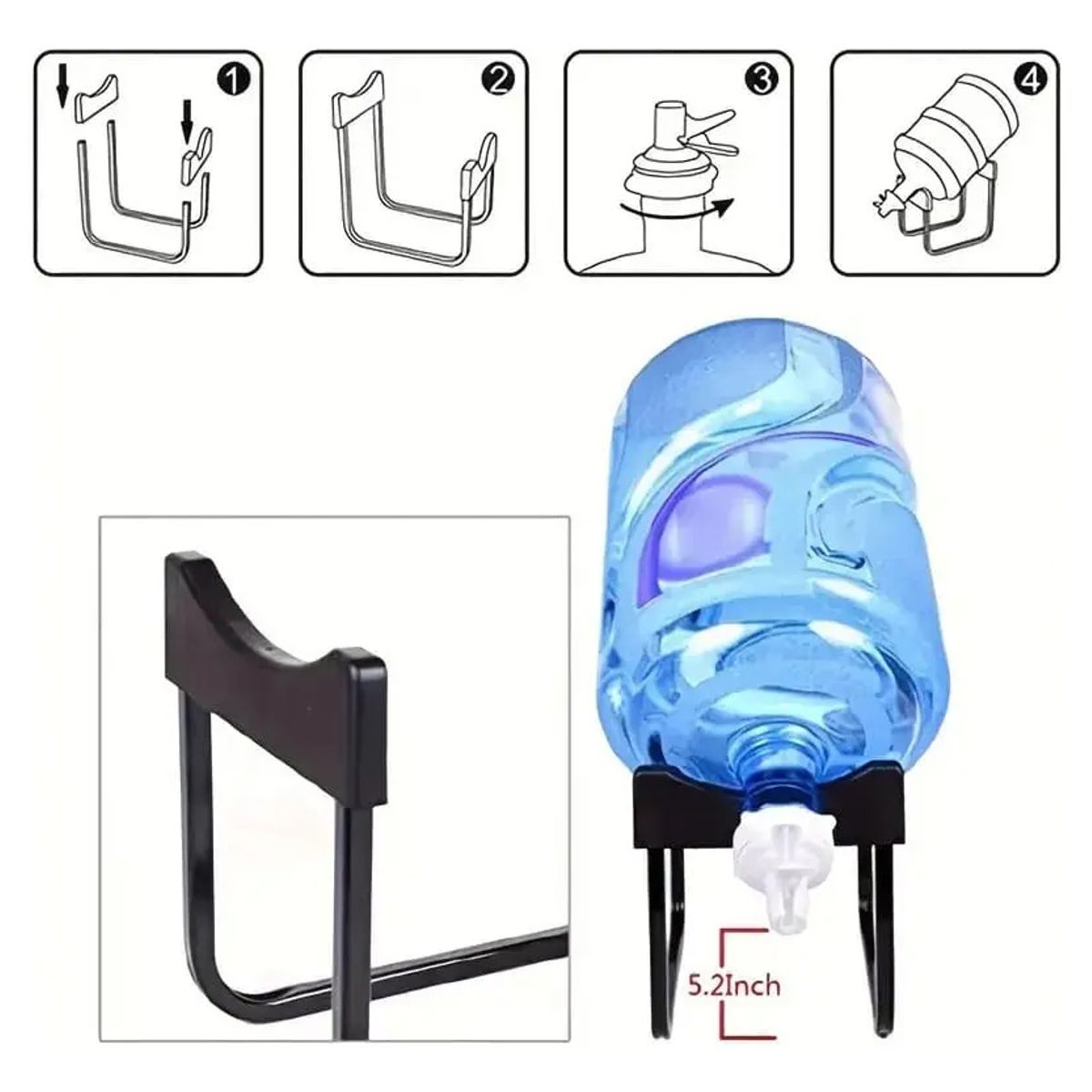 OEM - Soporte Dispensador Rack Para Bidon De Agua 20lt + Boquilla Negro