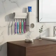 GENERICO - Dispensador Pasta Dientes Automatico Porta Cepillos Pared