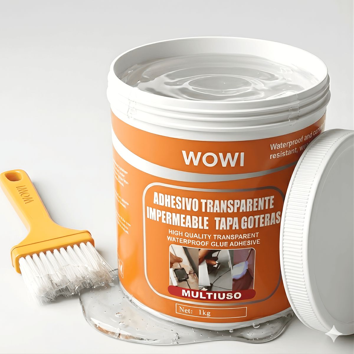 DEFF - Sellador Tapa Goteras Transparente 1 Kg Impermeabilizante Contra Filtraciones