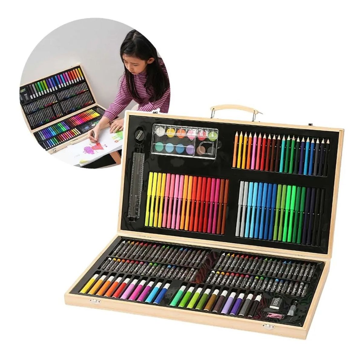 GENERICO - Set Dibujo Y Pintura Lápices Y Accesorios De 180 Piezas