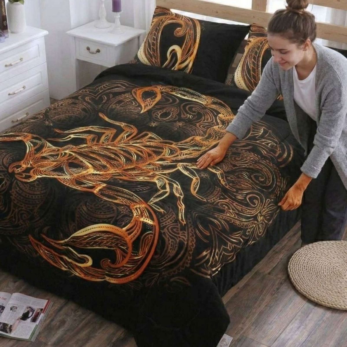 GENERICO - Juego de Cama Cubrecama Con Sherpa Quilting Premium 2 Plazas