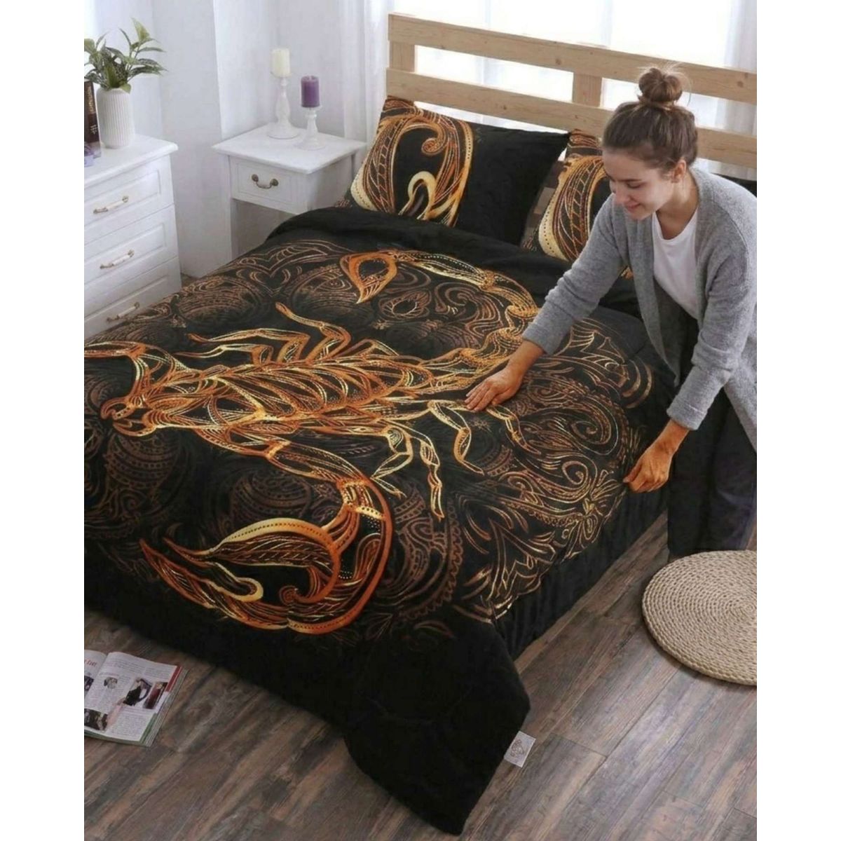 GENERICO - Juego de Cama Cubrecama Con Sherpa Quilting Premium 2 Plazas