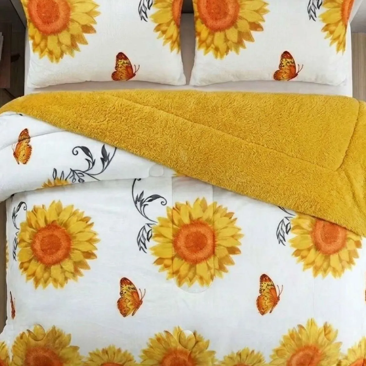 GENERICO - Juego de Cama Cubrecama Con Sherpa Quilting Premium King