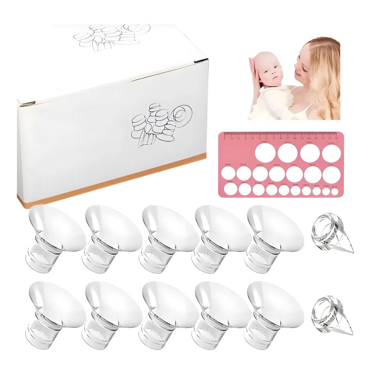 ATURE - Set 10 Inserto Brida 13-21mm + 2 Válvulas Pico Pato+ Calibre