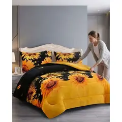 GENERICO - Juego de Cama Cubrecama Con Sherpa Quilting Premium 2 Plazas