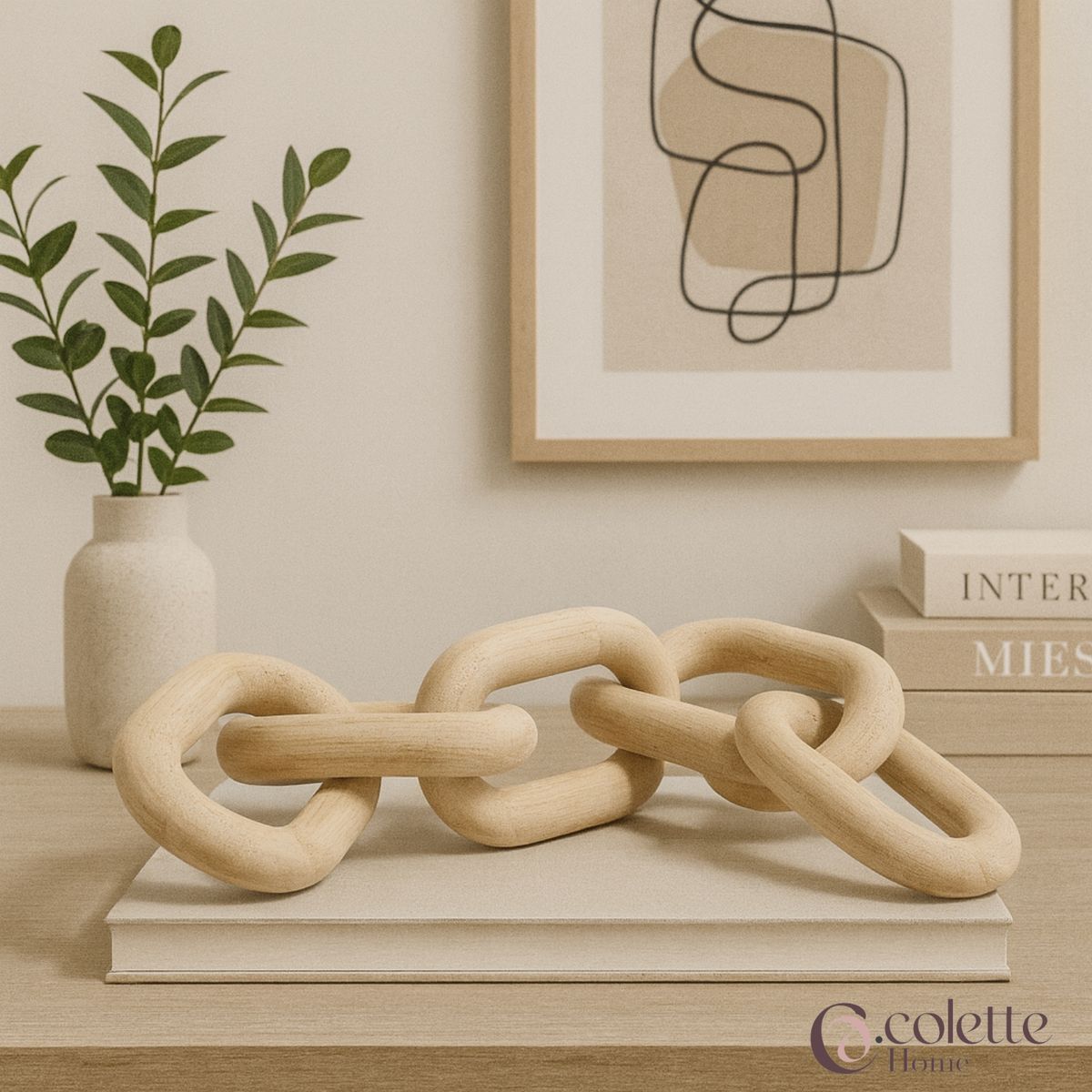 COLETTE - Adorno Decorativo Cadena Madera Minimalista