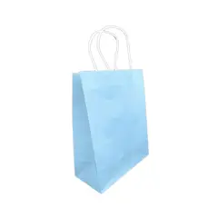 GENERICO - BOLSA REGALO KRAFT PASTEL CELESTE 15 X 21 X 8 X12 UNI