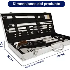 MOVI - Set de Utensilios de Asado 18 Piezas Acero Inoxidable con Maletín