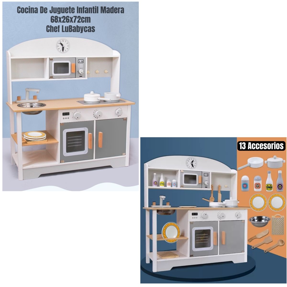 LUBABYCAS - Cocina De Juguete Infantil Niños Accesorios Chef Lubabycas