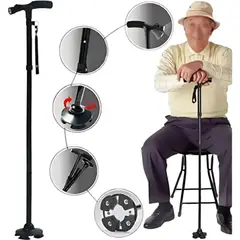 GENERICO - Baston Plegable Color Negro Con Luz Led