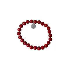 GENERICO - Pulsera protección elasticada de piedra natural 8mm con medalla Padre Nuestro