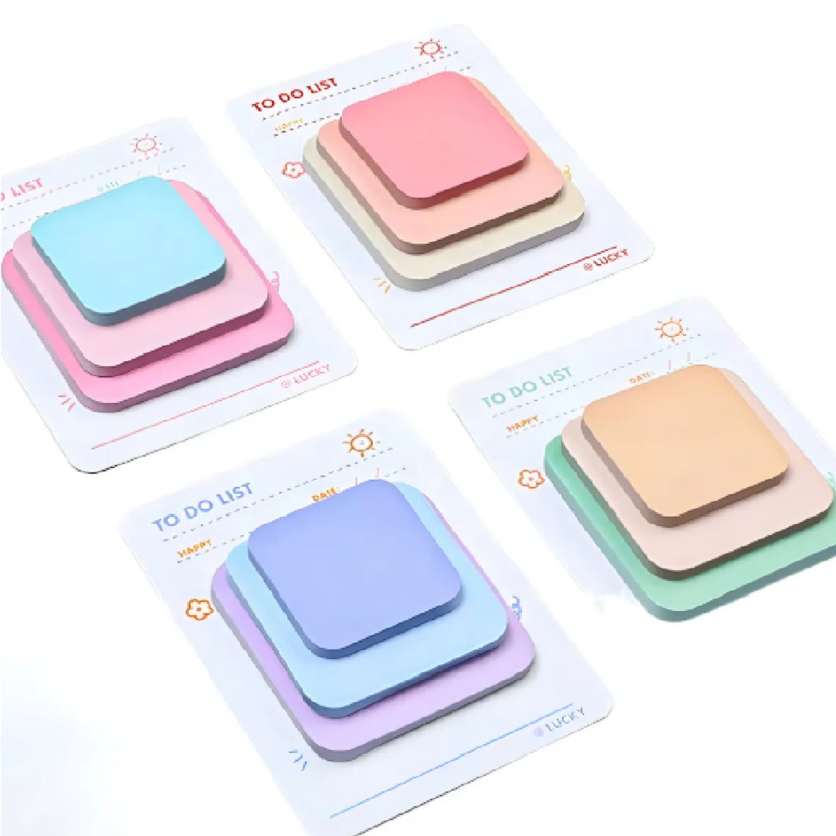 GENERICO - Pack 4 Tacos De Notas Adhesivas De 90 Hojas Colores Pastel