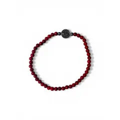 GENERICO - Pulsera protección elasticada de piedra natural 3mm con medalla san benito
