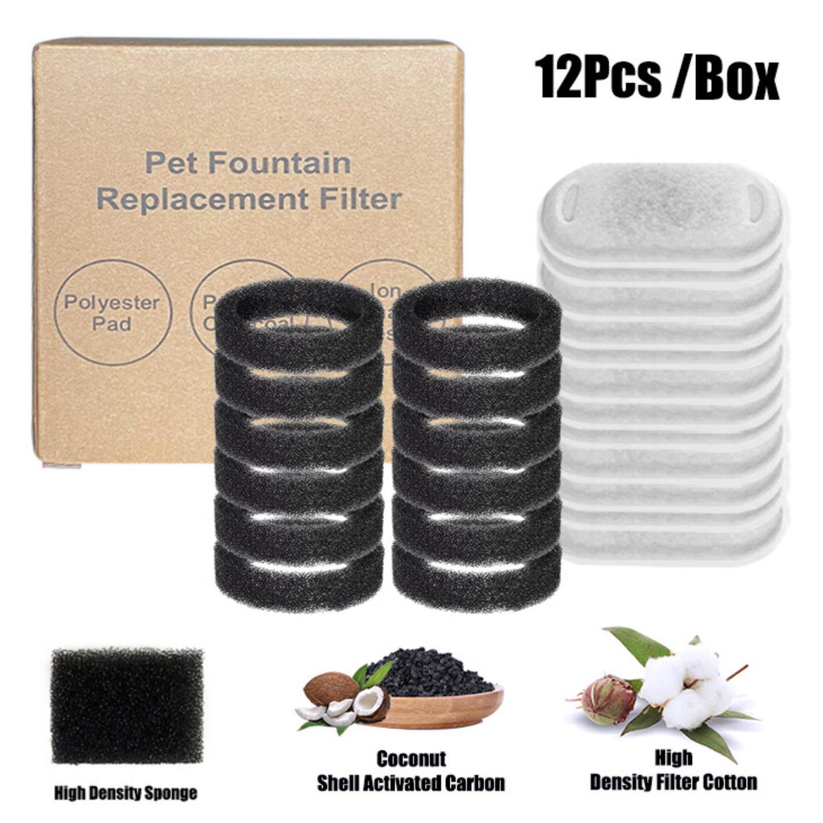 ATURE - Caja De 24filtros Bebedero Fuente D Agua Eléctric Gatoperro