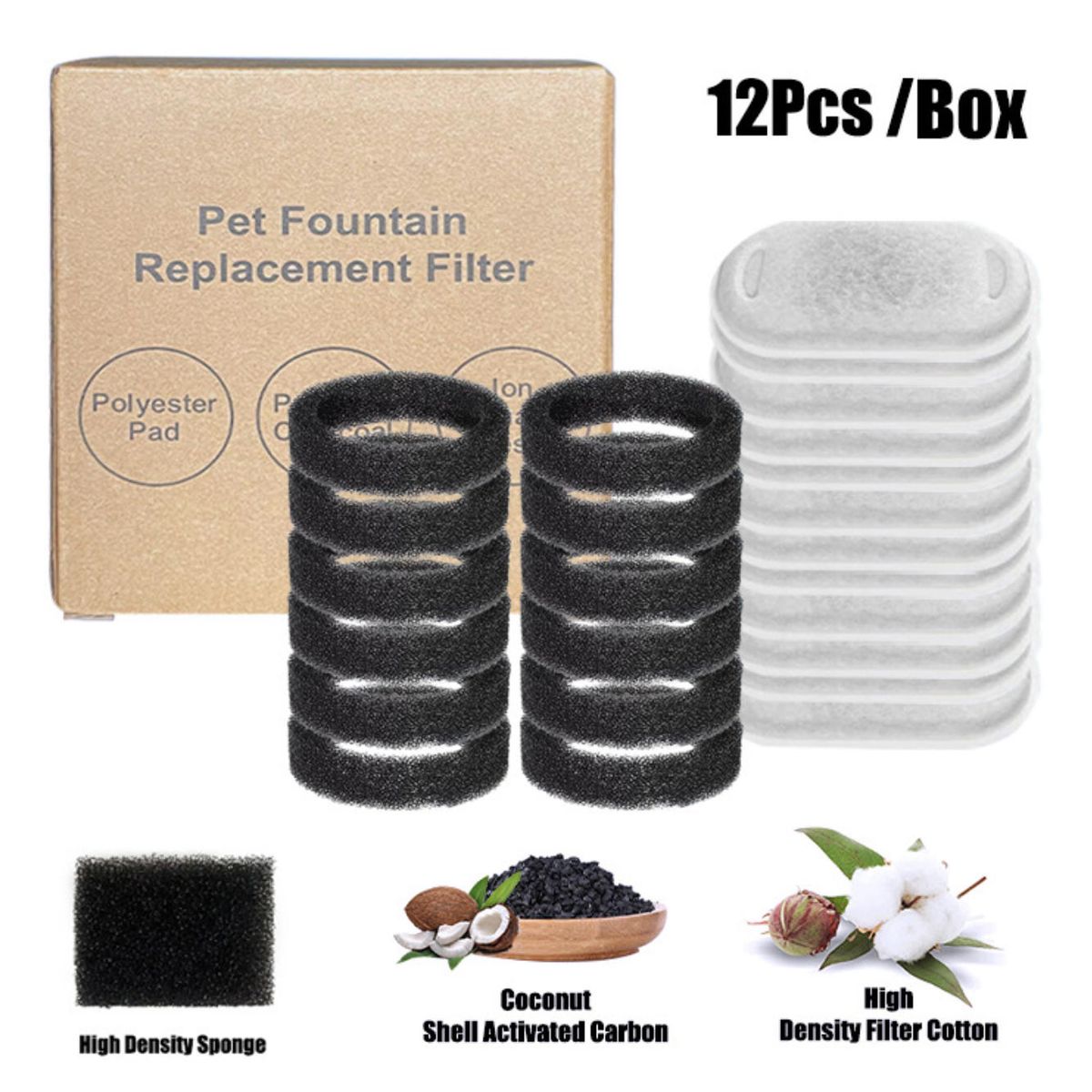 ATURE - Caja De 24filtros Bebedero Fuente D Agua Eléctric Gatoperro