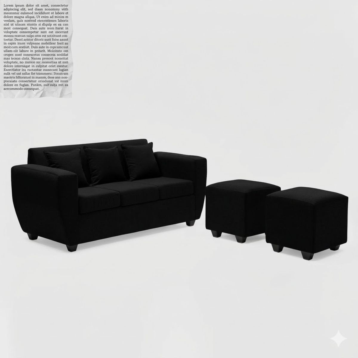GENERICO - Living 3 cuerpos + 2 Pouf Felpa