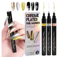 GENERICO - Pack 3 Lápices Acrílicos Metálicos Para Manicure Uñas