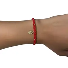 GENERICO - Pulsera ajustable hilo rojo con medalla plata enchapada en oro de virgen milagrosa