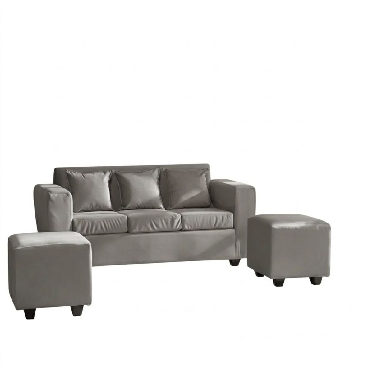 GENERICO - Living Kansas 3 cuerpos + 2 Pouf Felpa