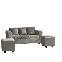 GENERICO - Living Kansas 3 cuerpos + 2 Pouf Felpa