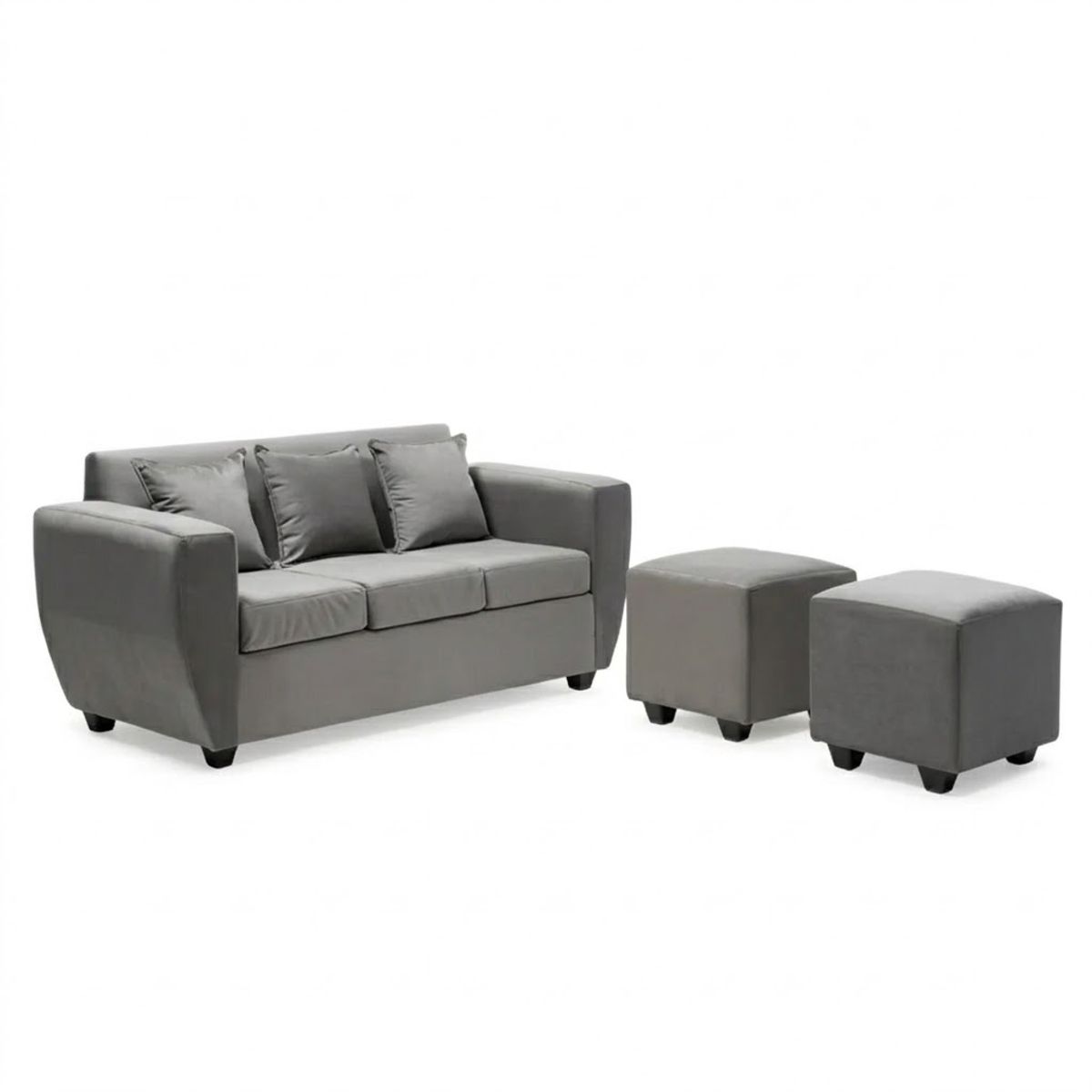 GENERICO - Living Kansas 3 cuerpos + 2 Pouf Felpa