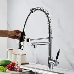 VIDA BUENAS - Llave Cocina Monomando Triple Lavaplatos Flexible Plateado