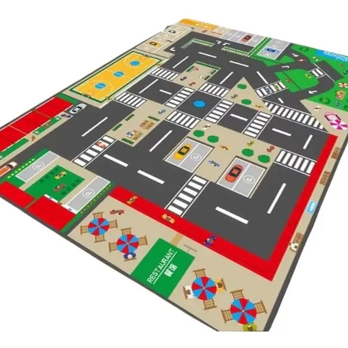 KUANGYE - Alfombra Antigolpes Infantil Sensorial Pista Autos 120x80cm