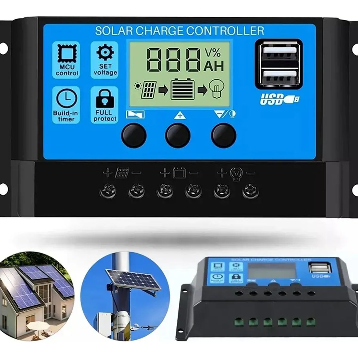 GENERICO - Regulador Carga Solar Digital 12v 24v 60a 2usb