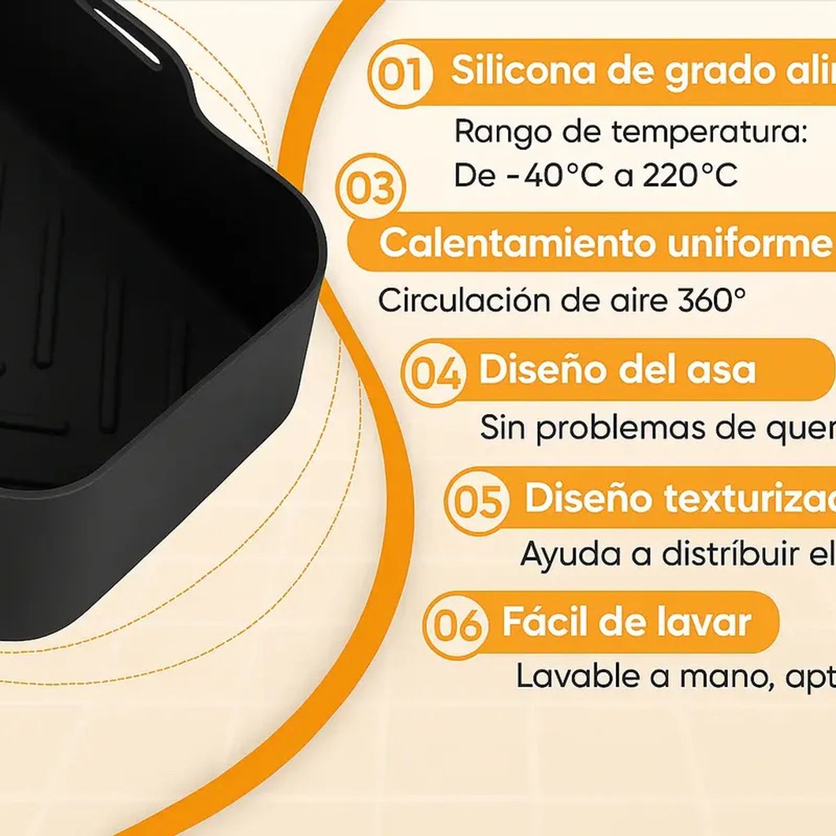 KUANGYE - Pack x2 Moldes Silicona Antiadherente Para Freidora De Aire 19 x 12 x 7 cm