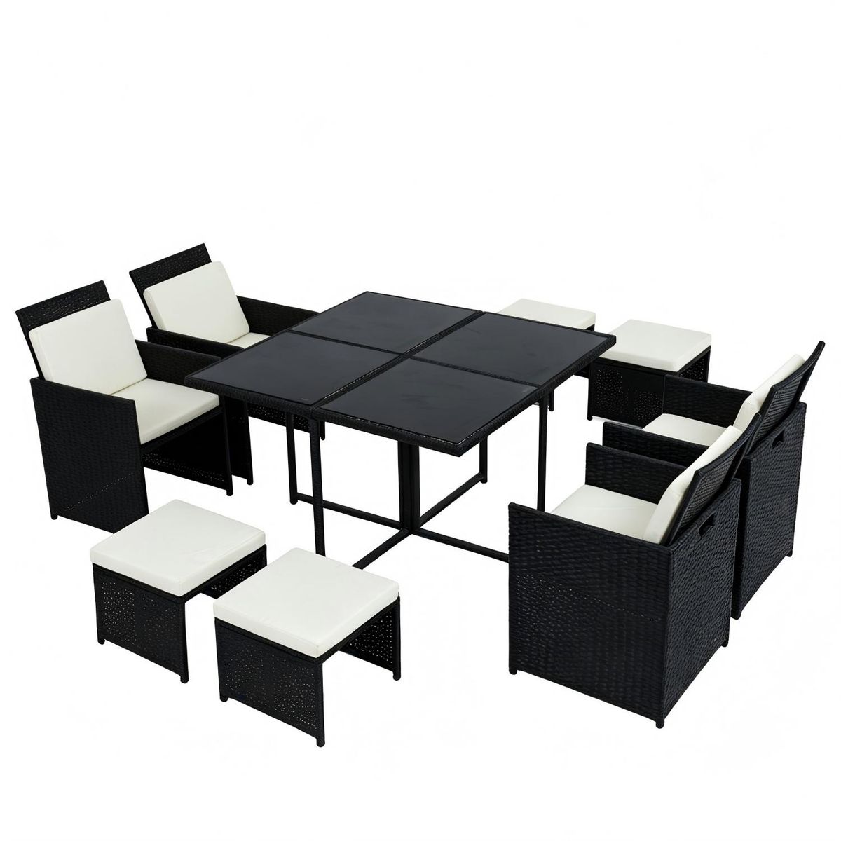 Juego de Comedor de Terraza 9 Personas Riviera - Marrón/Beige, marca ELEMENT DESIGN - Foto Principal