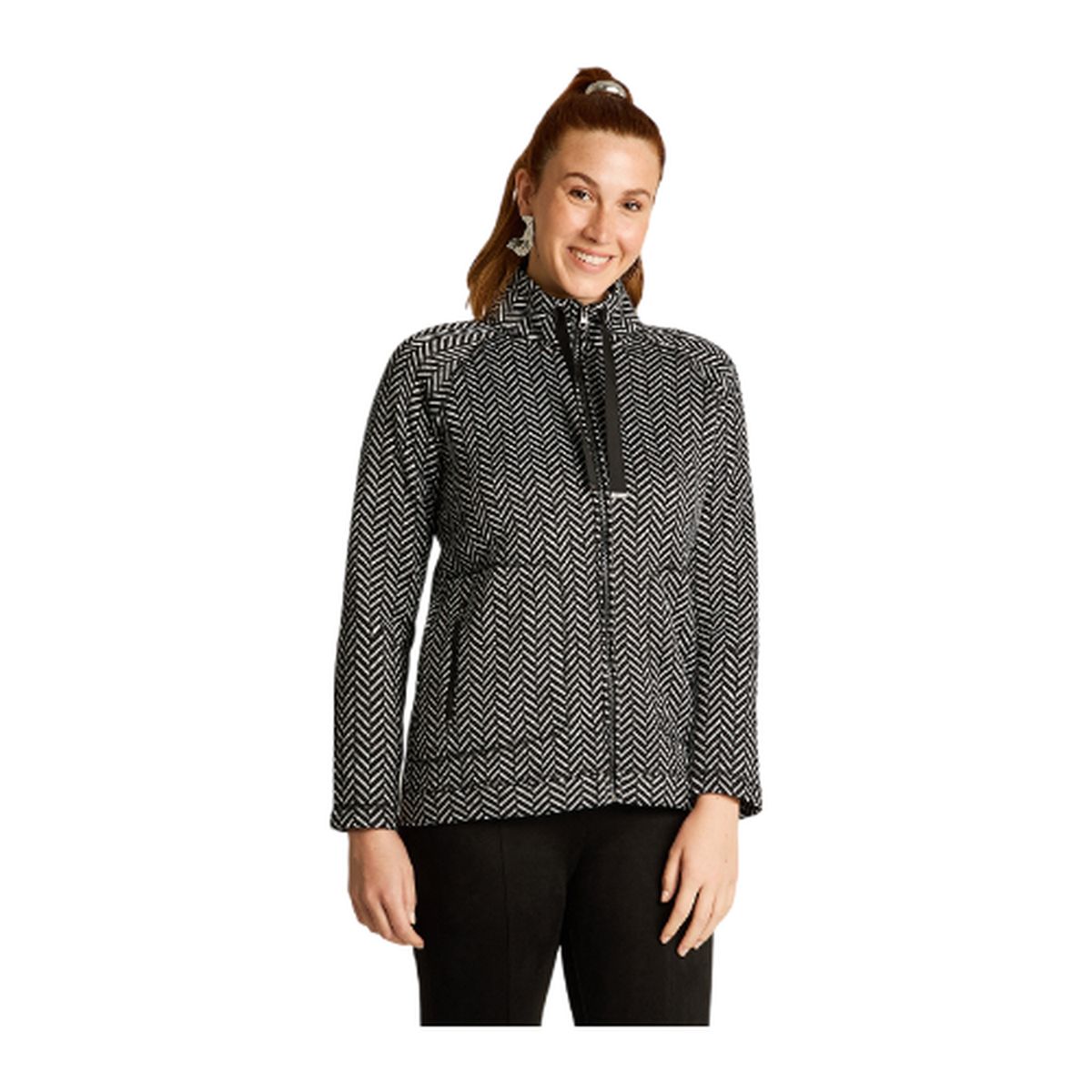 LORENZO DI PONTTI - Poleron Algodon Negro Manga Larga Elasticidad Media Con Forro Calce Normal Tela Plano