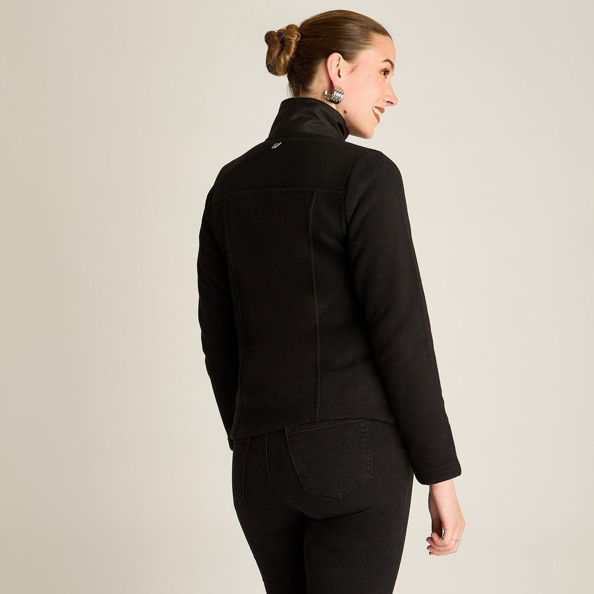 LORENZO DI PONTTI - Polerón Polar Negro Full Zipper con Diseño Quilted