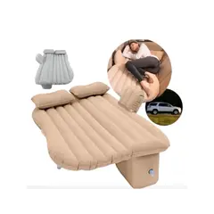 GENERICO - Colchon Inflable Asiento Trasero Auto + Compresor De Aire Color Beige