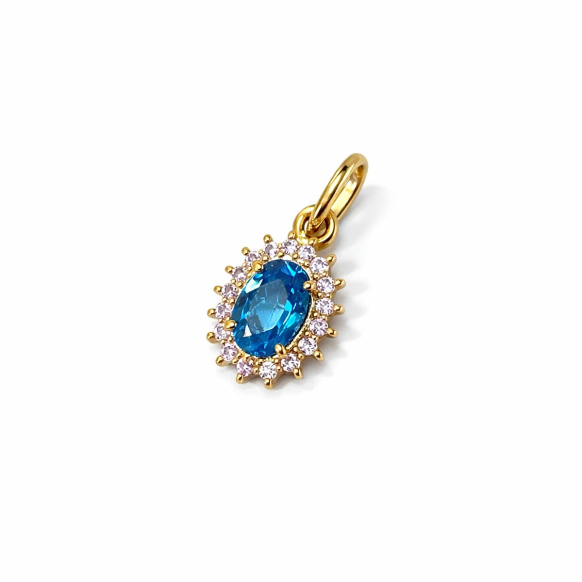 JB JOYAS BARON - Colgante Oro Amarillo 18kt Roseta Aguamarina 6MM Circonita